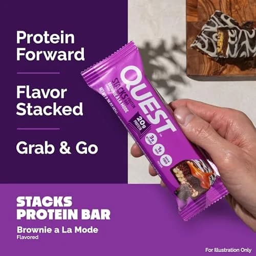 Quest Nutrition Stacks Protein Bars Brownie a la Mode 12 Count (Pack of 1) | 20g Protein Snack Bar with 3g Net Carbs thumbnail 4