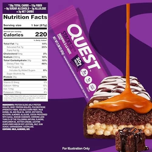 Quest Nutrition Stacks Protein Bars Brownie a la Mode 12 Count (Pack of 1) | 20g Protein Snack Bar with 3g Net Carbs thumbnail 6