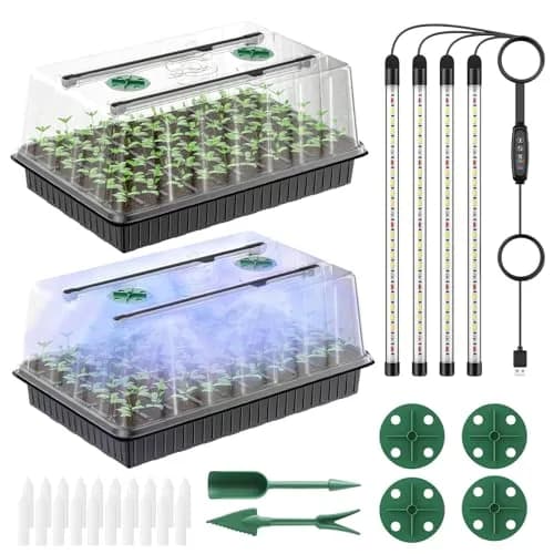 Pawfly 2 Pack Seed Starter Kit, 120 Cells | Indoor Germination Trays with Grow Light & Humidity Domes thumbnail 1