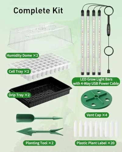 Pawfly 2 Pack Seed Starter Kit, 120 Cells | Indoor Germination Trays with Grow Light & Humidity Domes thumbnail 2