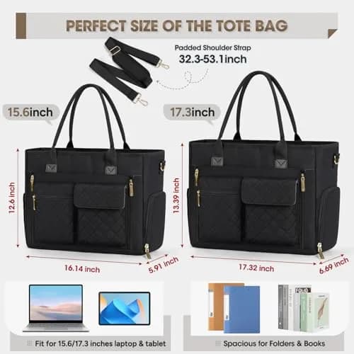 RAINSMORE Teacher Tote Bag with Laptop & Lunch Compartment | 17.3 inch Water-Resistant Work Bag for Women thumbnail 6