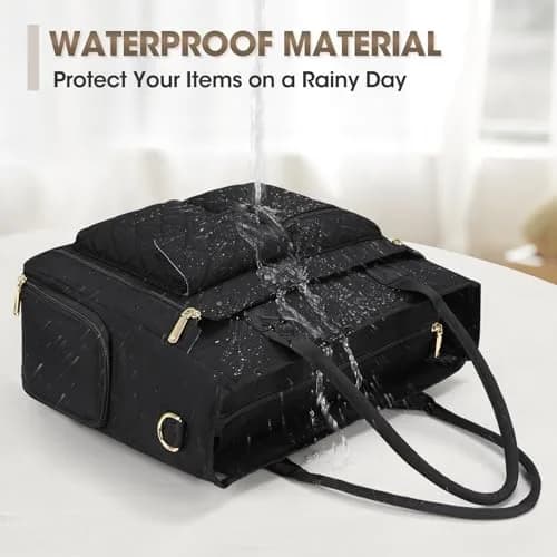 RAINSMORE Teacher Tote Bag with Laptop & Lunch Compartment | 17.3 inch Water-Resistant Work Bag for Women thumbnail 8