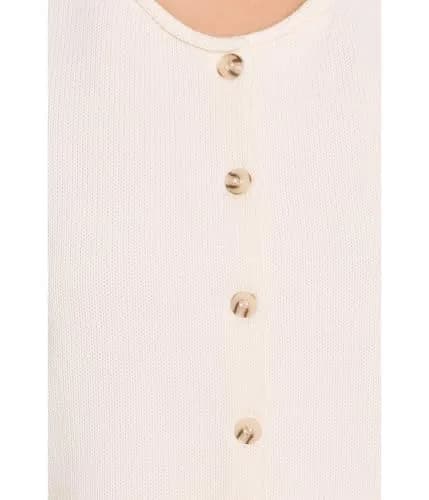 525 America Womens Marianna Rolled Edge Button Front Vest Chalk XL | Modern Minimalist Sleeveless Cotton thumbnail 5
