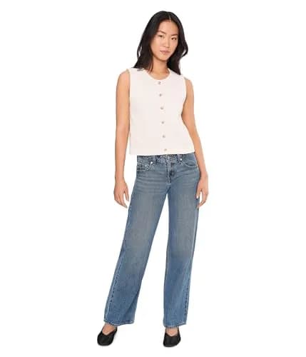 525 America Womens Marianna Rolled Edge Button Front Vest Chalk XL | Modern Minimalist Sleeveless Cotton thumbnail 2
