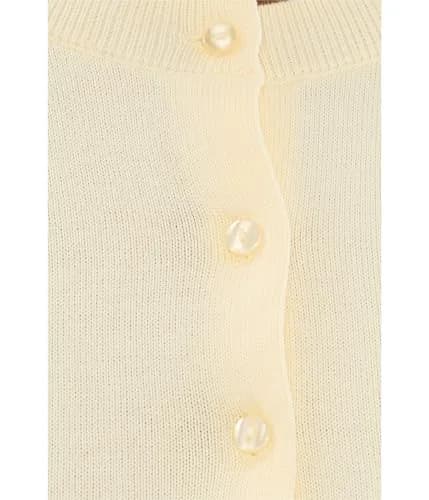 525 America Womens Cleo Saddle Shoulder Cardigan Lemon Icing | Regular Fit, Crew Neck, 97% Cotton, 3% Nylon, One Size thumbnail 5