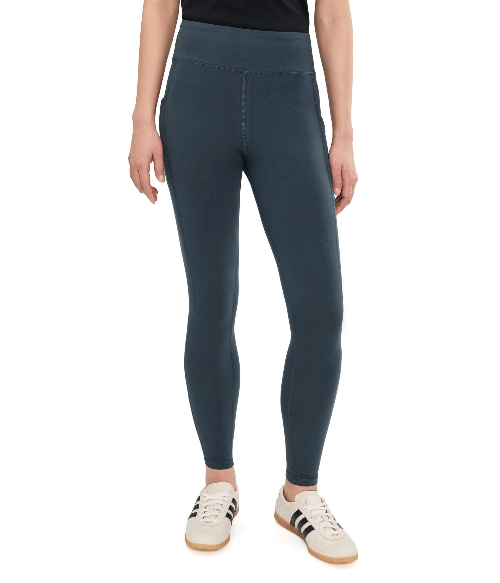 Pact Women's On the Go-to Pocket Legging | Skinny Fit, Organic Cotton & Elastane, Steel Blue, Medium — Steel Blue