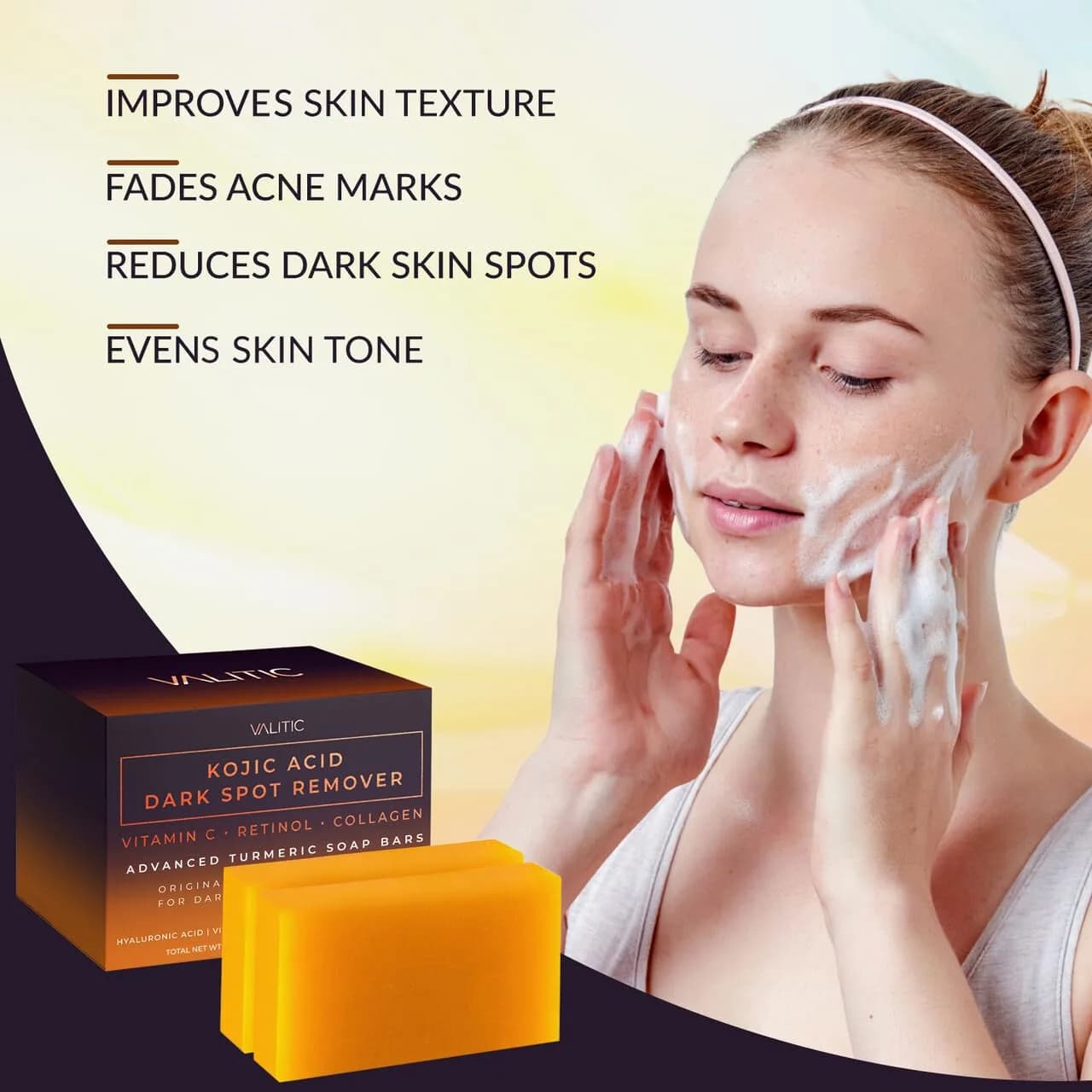 VALITIC Kojic Acid Dark Spot Corrector Soap Bars 200g (7 Oz) | Japanese Complex for Even Tone - view 5
