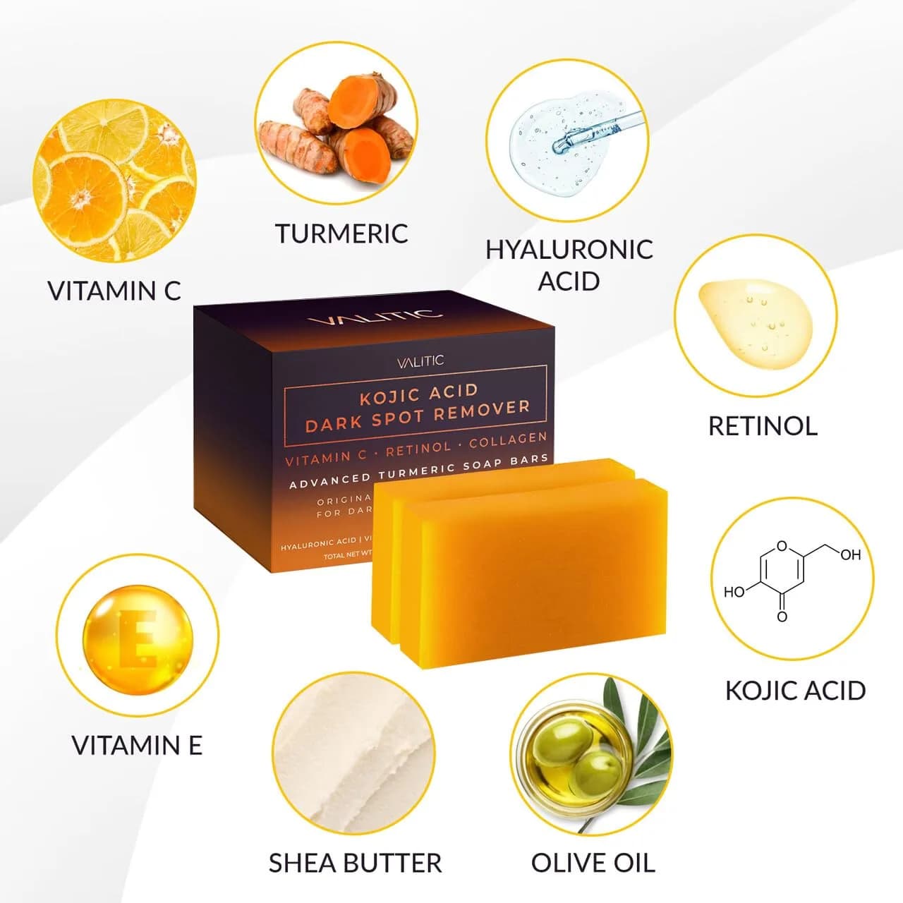 VALITIC Kojic Acid Dark Spot Corrector Soap Bars 200g (7 Oz) | Japanese Complex for Even Tone - view 6