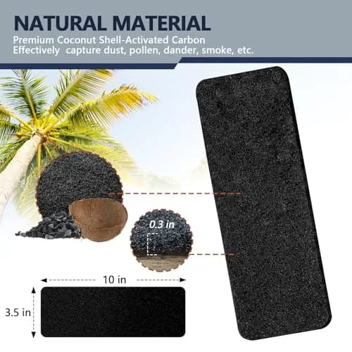 WAWINY 10 Pack Ceiling Fan Filters for Blades | Natural Coconut Air Purifier Pads thumbnail 3