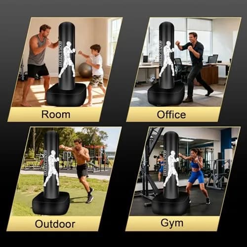 Vobab Freestanding Punching Bag with Stand for Adults Teens, 70 inch (178 cm) Heavy Boxing Bag | Stable Base for Home Training thumbnail 7