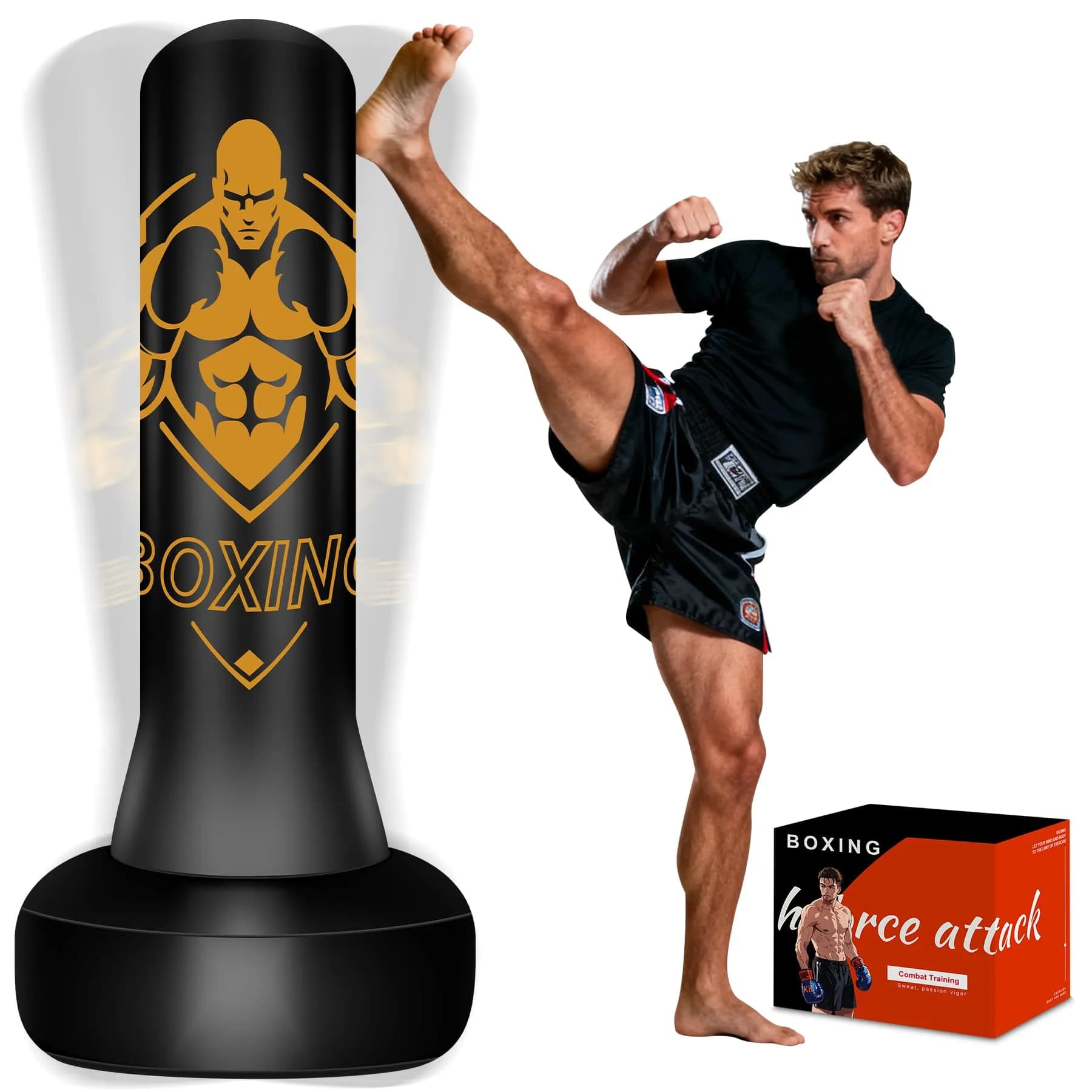 Vobab Freestanding Punching Bag for Adults, 70 inch (177.8 cm) Inflatable Boxing Bag with Stand | Heavy Duty Training Equipment