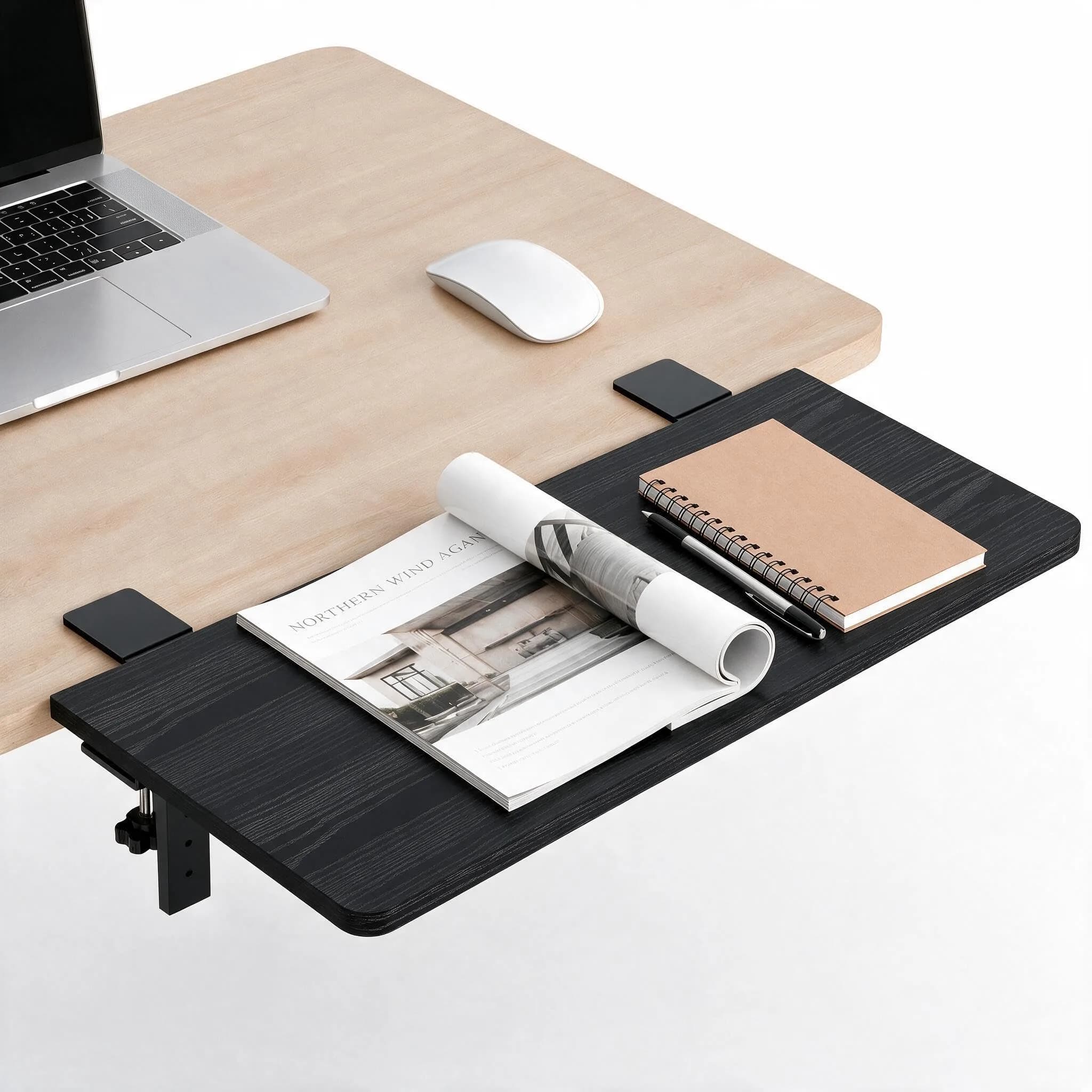 ART-GIFTREE Desk Extender 15-inch Clamp-On Shelf | Height-Adjustable Heavy Duty Office & Gaming Organizer — 22in Black