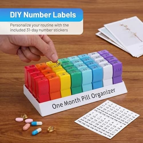 CAidRE Monthly Pill Organizer AM PM, 31 Day Travel Pill Box with Detachable Pods | FDA Approved Personal Pill Dispenser thumbnail 4
