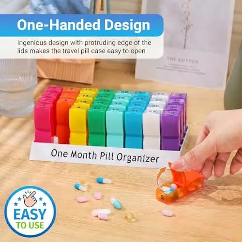 CAidRE Monthly Pill Organizer AM PM, 31 Day Travel Pill Box with Detachable Pods | FDA Approved Personal Pill Dispenser thumbnail 6
