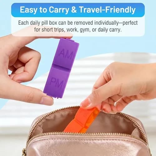 CAidRE Monthly Pill Organizer AM PM, 31 Day Travel Pill Box with Detachable Pods | FDA Approved Personal Pill Dispenser thumbnail 8