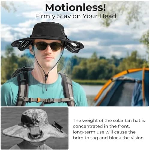 COMLIFE Cooling Sun Hat with Fan Rechargeable UPF 50+ | 16H Neck Fan for Camping & Beach thumbnail 5