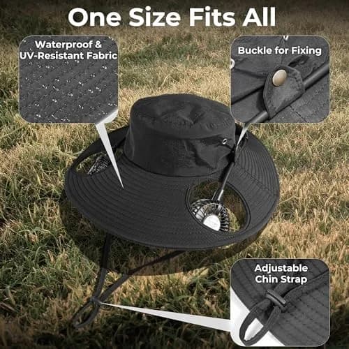 COMLIFE Cooling Sun Hat with Fan Rechargeable UPF 50+ | 16H Neck Fan for Camping & Beach thumbnail 6