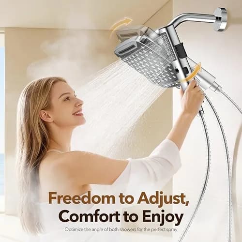 JDO High Pressure Rain Shower Head with Handheld Spray Chrome Polished | 10-inch Rainfall & Multi-Mode Handheld thumbnail 6