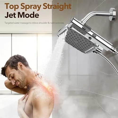 JDO High Pressure Rain Shower Head with Handheld Spray Chrome Polished | 10-inch Rainfall & Multi-Mode Handheld thumbnail 3