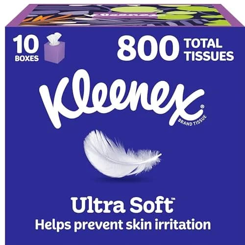 Kleenex Ultra Soft Facial Tissues 10 Cube Boxes | 3-Ply, 80 Tissues/Box, White, Hypoallergenic thumbnail 1