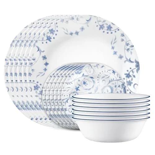 Corelle Darlington 18-Piece Dinnerware Set for 6 | Chip-Resistant, Lightweight Vitrelle Glass thumbnail 1