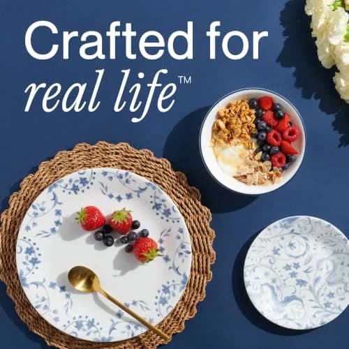 Corelle Darlington 18-Piece Dinnerware Set for 6 | Chip-Resistant, Lightweight Vitrelle Glass thumbnail 5