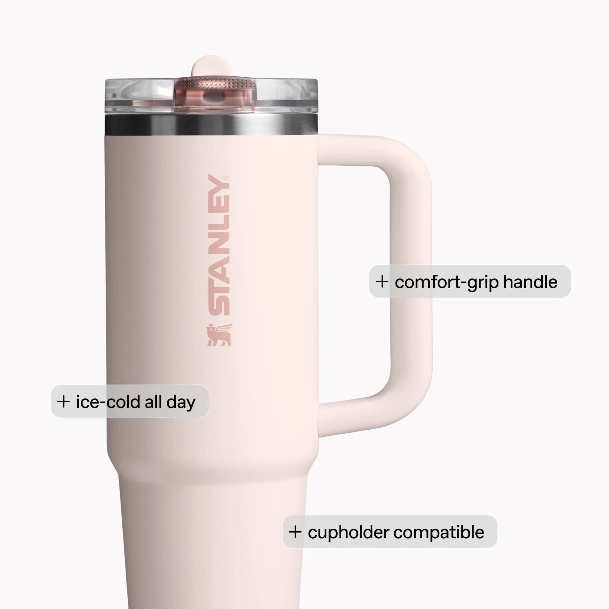 STANLEY Quencher ProTour Flipstraw Tumbler 14 oz Rose Quartz | Leakproof Insulated Stainless Steel Cup - view 5