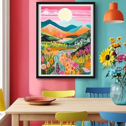 MjhRcll Abstract Landscape Stamped Cross Stitch Kit 12x16 Inch | Mountain Flowers Design for Adults Beginners thumbnail 4