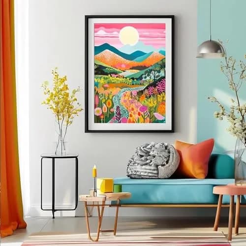 MjhRcll Abstract Landscape Stamped Cross Stitch Kit 12x16 Inch | Mountain Flowers Design for Adults Beginners thumbnail 3