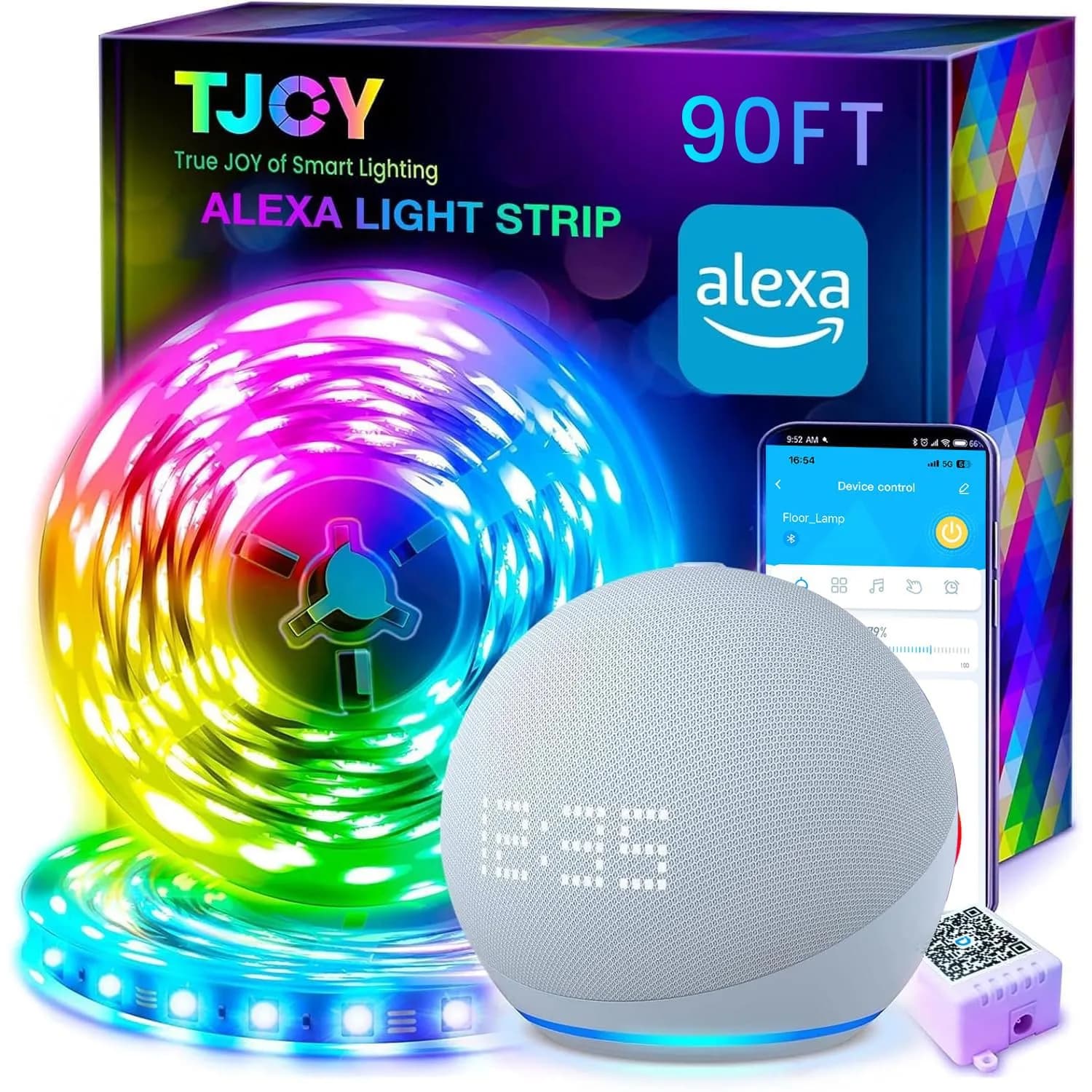 TJOY 90FT Smart LED Strip Lights | Music Sync, RGB Color Changing Lights for Room Decor
