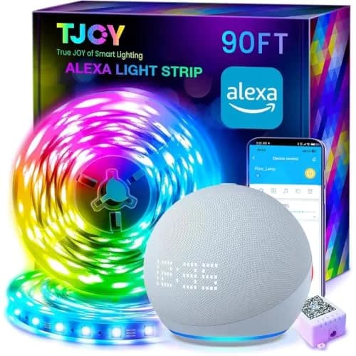 TJOY 90FT Smart LED Strip Lights | Music Sync, RGB Color Changing Lights for Room Decor thumbnail 1