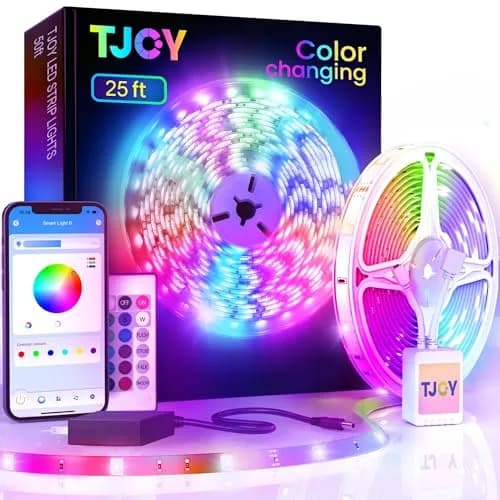 TJOY LED Lights for Bedroom 25ft | RGB Color Changing, Remote & App Control thumbnail 1