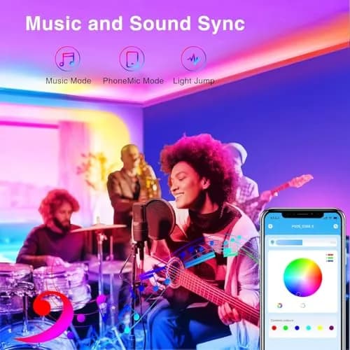 TJOY LED Lights for Bedroom 25ft | RGB Color Changing, Remote & App Control thumbnail 4