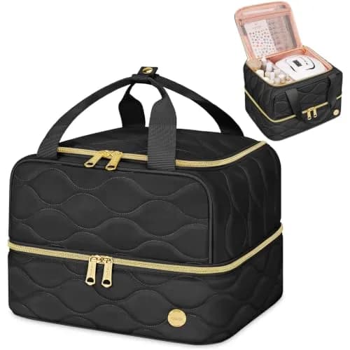 YOREPEK Nail Polish Organizer Bag Case Holds 56+ Bottles (15ml/0.5 fl.oz) | Black with Removable Divider - main product image