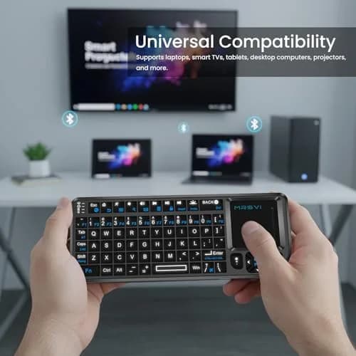 MRSVI Mini Keyboard with Touchpad | Bluetooth & 2.4G Dual-Mode, Rechargeable, 7-Color Backlit, Portable for Tablet/PC/Phone/TV thumbnail 4