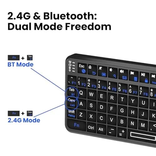 MRSVI Mini Keyboard with Touchpad | Bluetooth & 2.4G Dual-Mode, Rechargeable, 7-Color Backlit, Portable for Tablet/PC/Phone/TV thumbnail 7