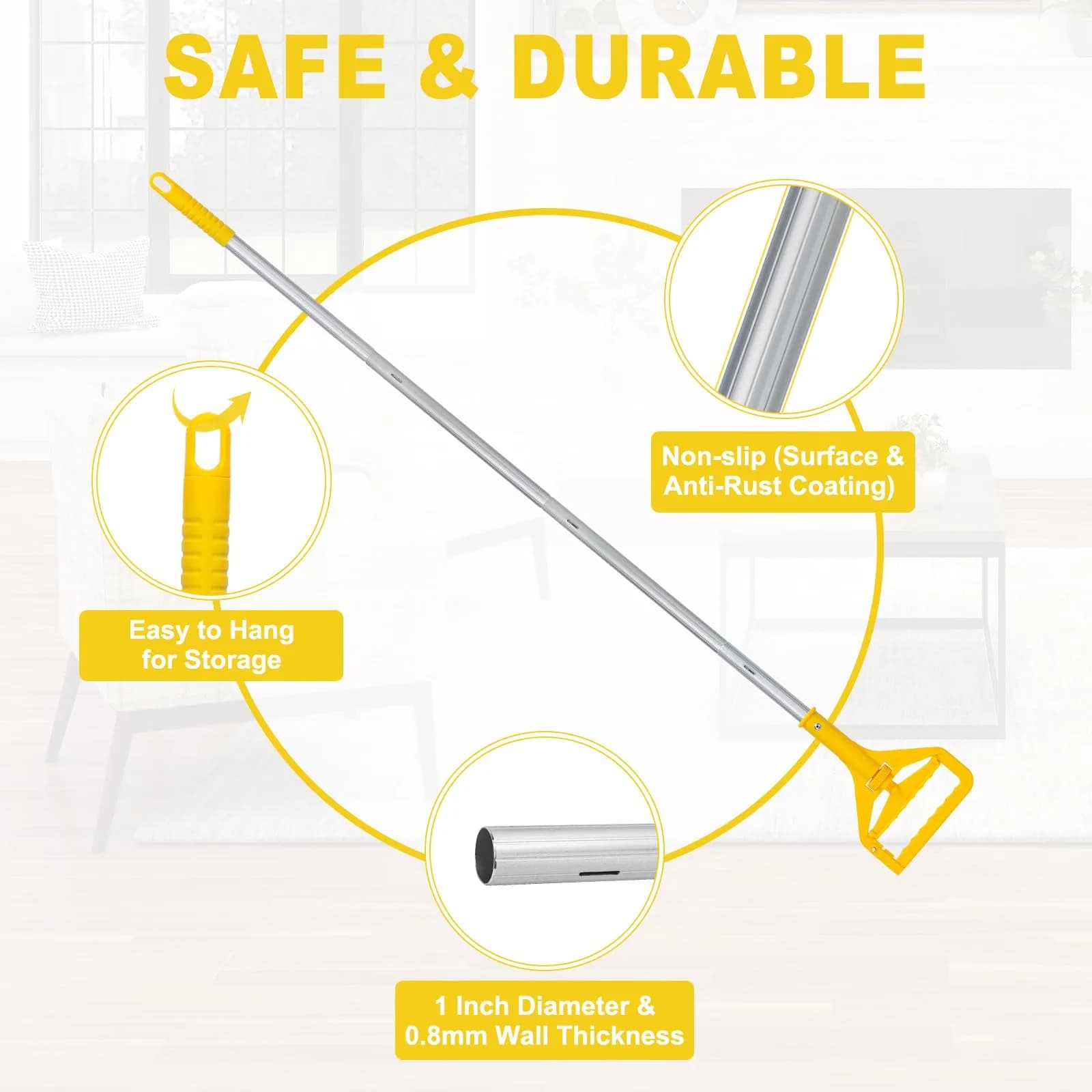KeFanta Commercial Mop Handle Heavy Duty 2 Pack | 152 cm (59 inch) Aluminum Side Gate Mop Stick - view 5