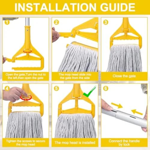 KeFanta Commercial Mop Handle Heavy Duty 2 Pack | 152 cm (59 inch) Aluminum Side Gate Mop Stick thumbnail 7