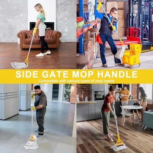 KeFanta Commercial Mop Handle Heavy Duty 2 Pack | 152 cm (59 inch) Aluminum Side Gate Mop Stick thumbnail 3