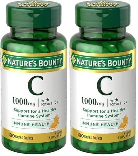 Nature's Bounty Vitamin C + Rose Hips 1000mg 200 Caplets (100 Count x 2) | Immune Support with Antioxidant Protection thumbnail 1