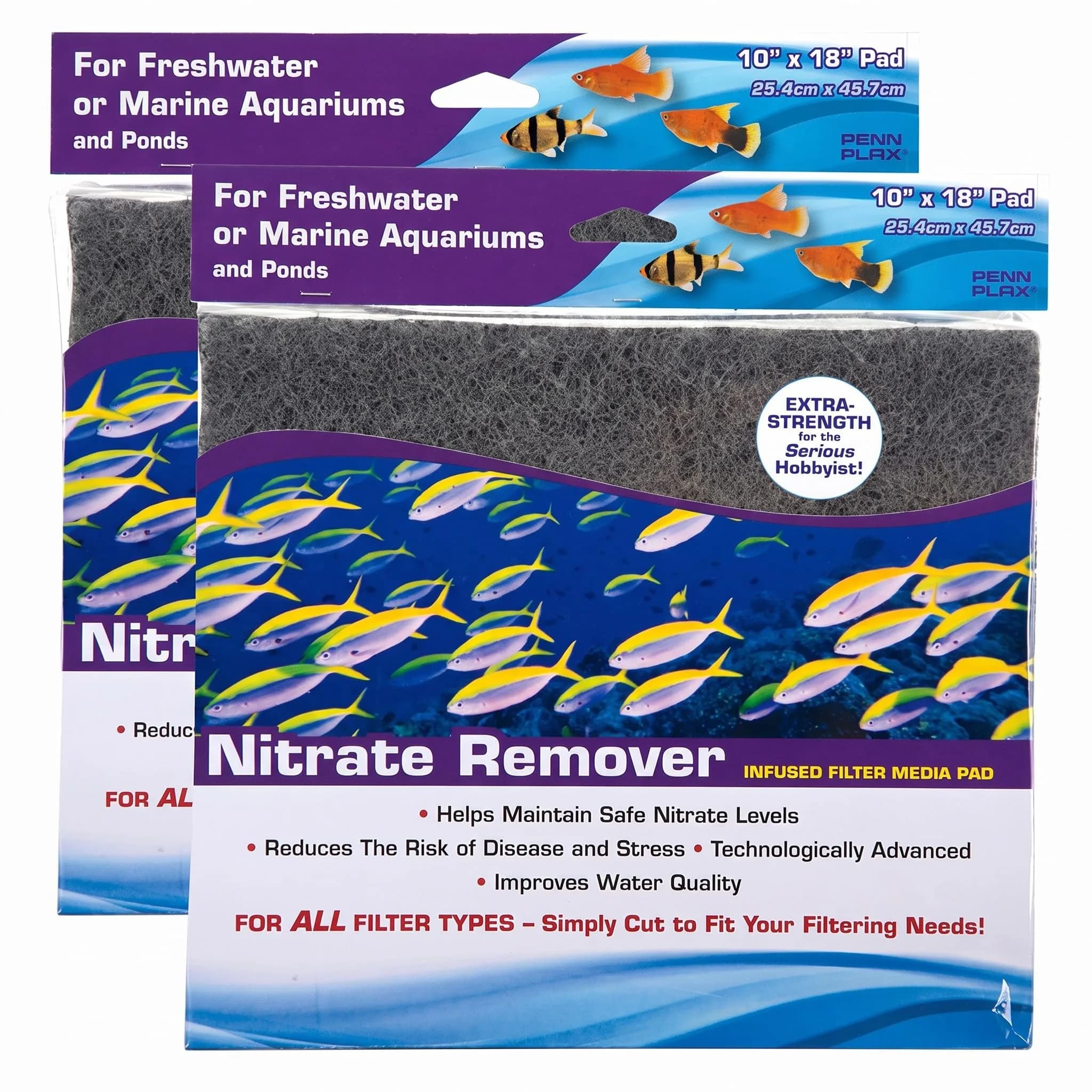 Penn-Plax Nitrate Reducer Aquarium Filter Media Pad 10" x 18" | Crystal Clear Water (70-120 chars)