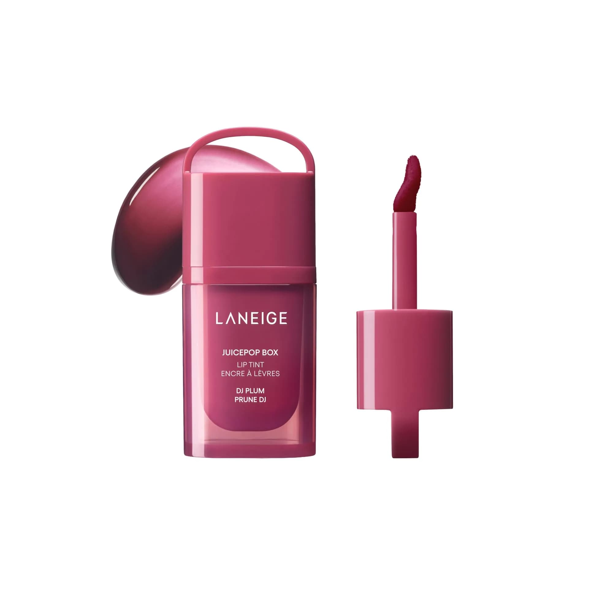 LANEIGE JuicePop Box Korean Lip Tint 0.16 Fl Oz | Hydrating, Buildable, Long-Lasting Glossy Lip Color — DJ Plum