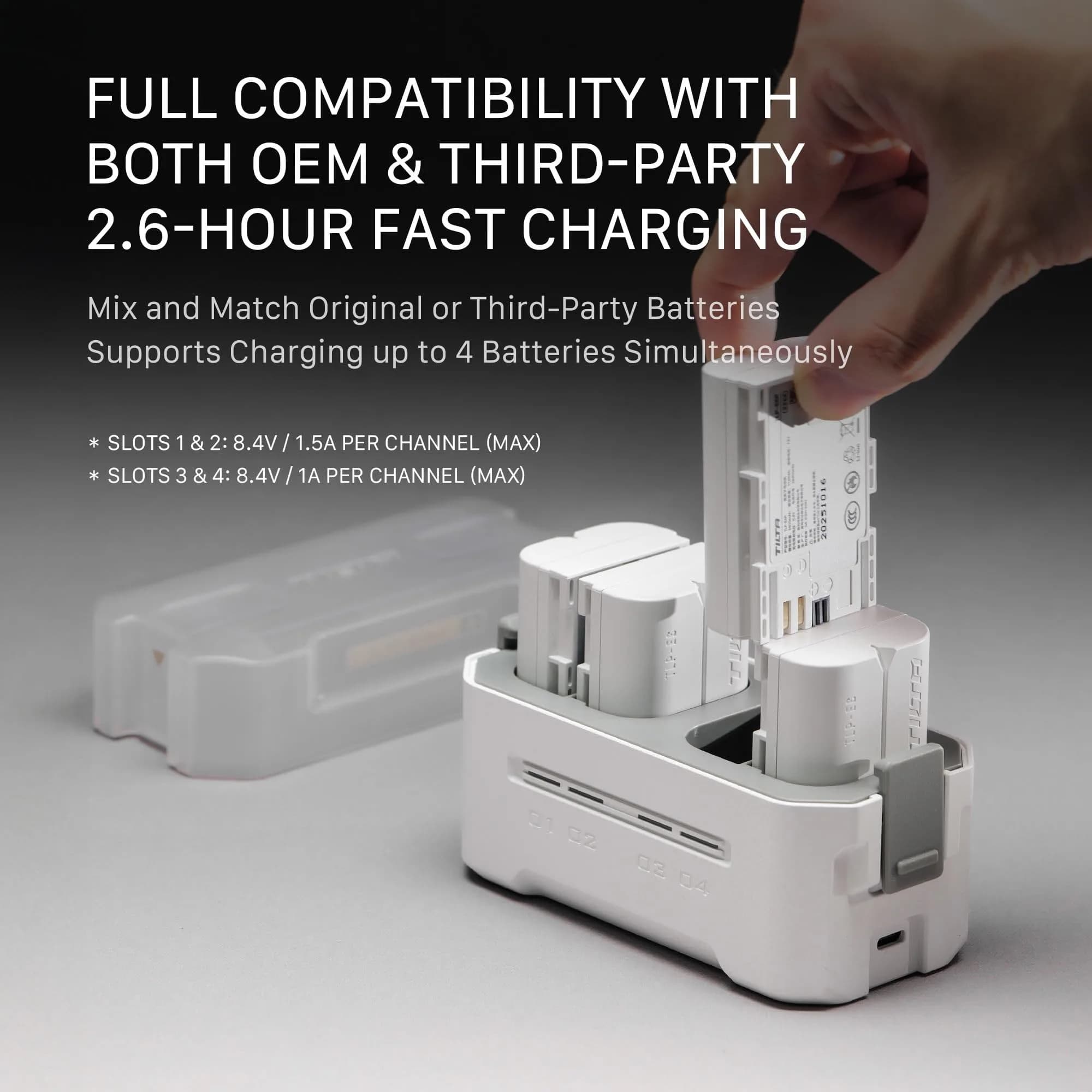 Tilta NP-FZ100 Portable Charging Station with 2 Batteries | 4-Channel USB-C Fast Charging 176g - view 4