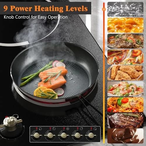 Jessier 30 Inch 8400W Electric Cooktop with 5 Burners & Dual Ring | 220V Built-In Ceramic Glass thumbnail 7