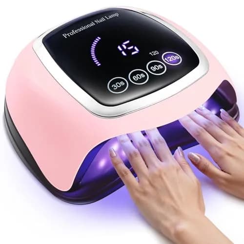 Gugusure 180W UV LED Nail Lamp for Gel Polish, Touch Screen, 42 Beads, Pink (0.95 lb) | Fast Curing for Salon & Home Use thumbnail 1