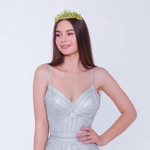 CAVETEE Green Crystal Tiara for Women & Girls | Gold-Plated Princess Crown with Rhinestones (1 pc) thumbnail 6