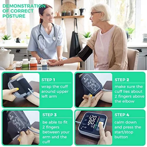 BENECEN Automatic Arm Blood Pressure Monitor with Backlit LCD & Storage Bag | FDA Cleared, 240 Readings, Adjustable Cuff thumbnail 4