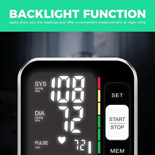 BENECEN Automatic Arm Blood Pressure Monitor with Backlit LCD & Storage Bag | FDA Cleared, 240 Readings, Adjustable Cuff thumbnail 7