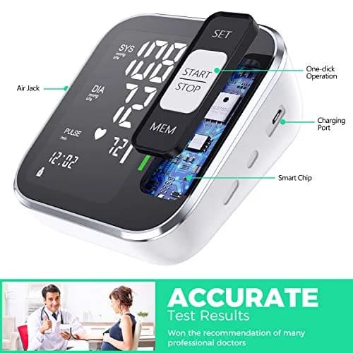 BENECEN Automatic Arm Blood Pressure Monitor with Backlit LCD & Storage Bag | FDA Cleared, 240 Readings, Adjustable Cuff thumbnail 2