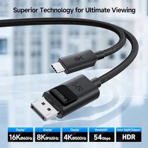 Cable Matters 54Gbps USB C to DisplayPort 2.1 Cable, DP54, 3ft / 0.9m | Supports 8K@165Hz & 4K@480Hz thumbnail 2